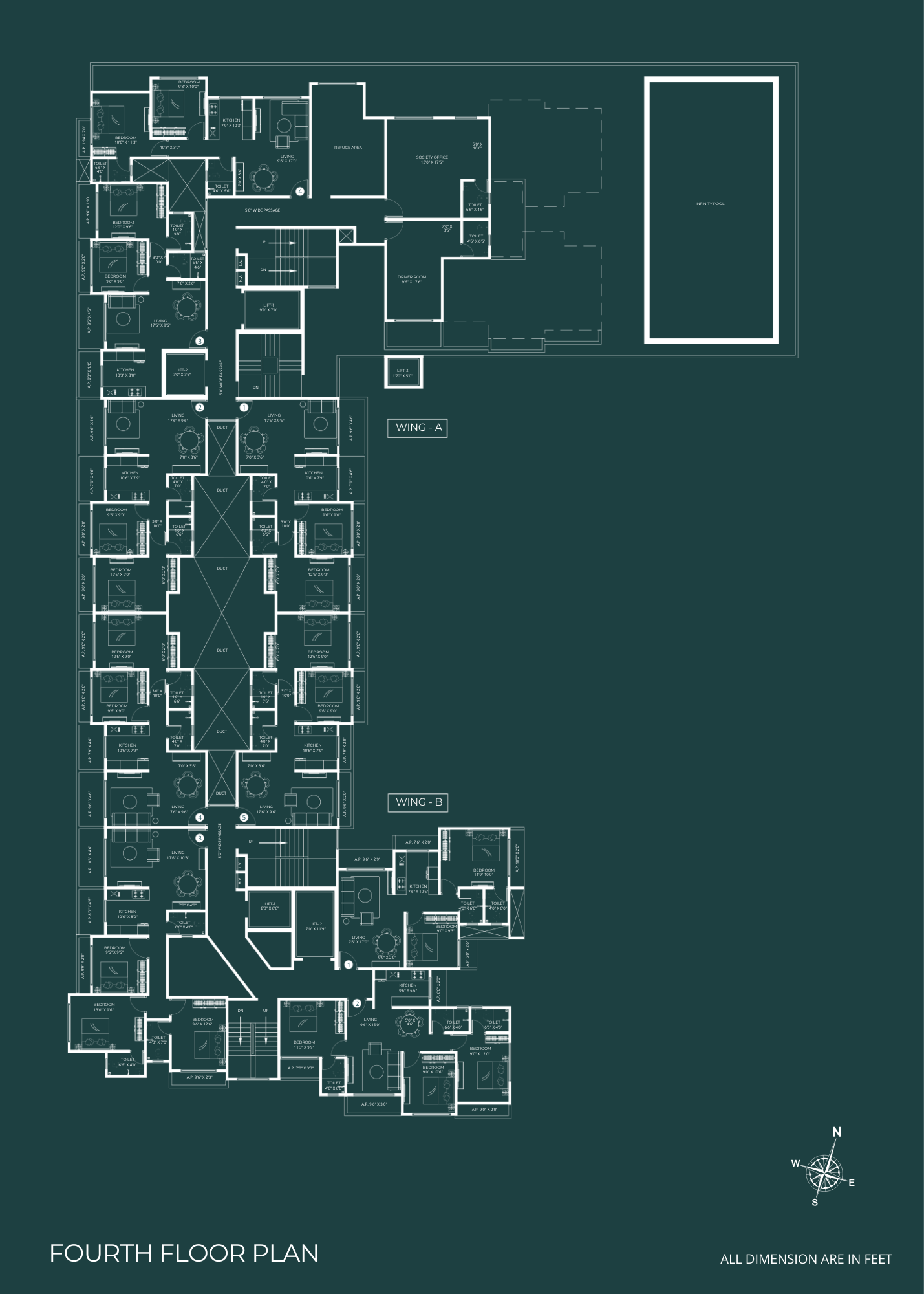 3 BHK floor plan of Nakshatra Prithvi