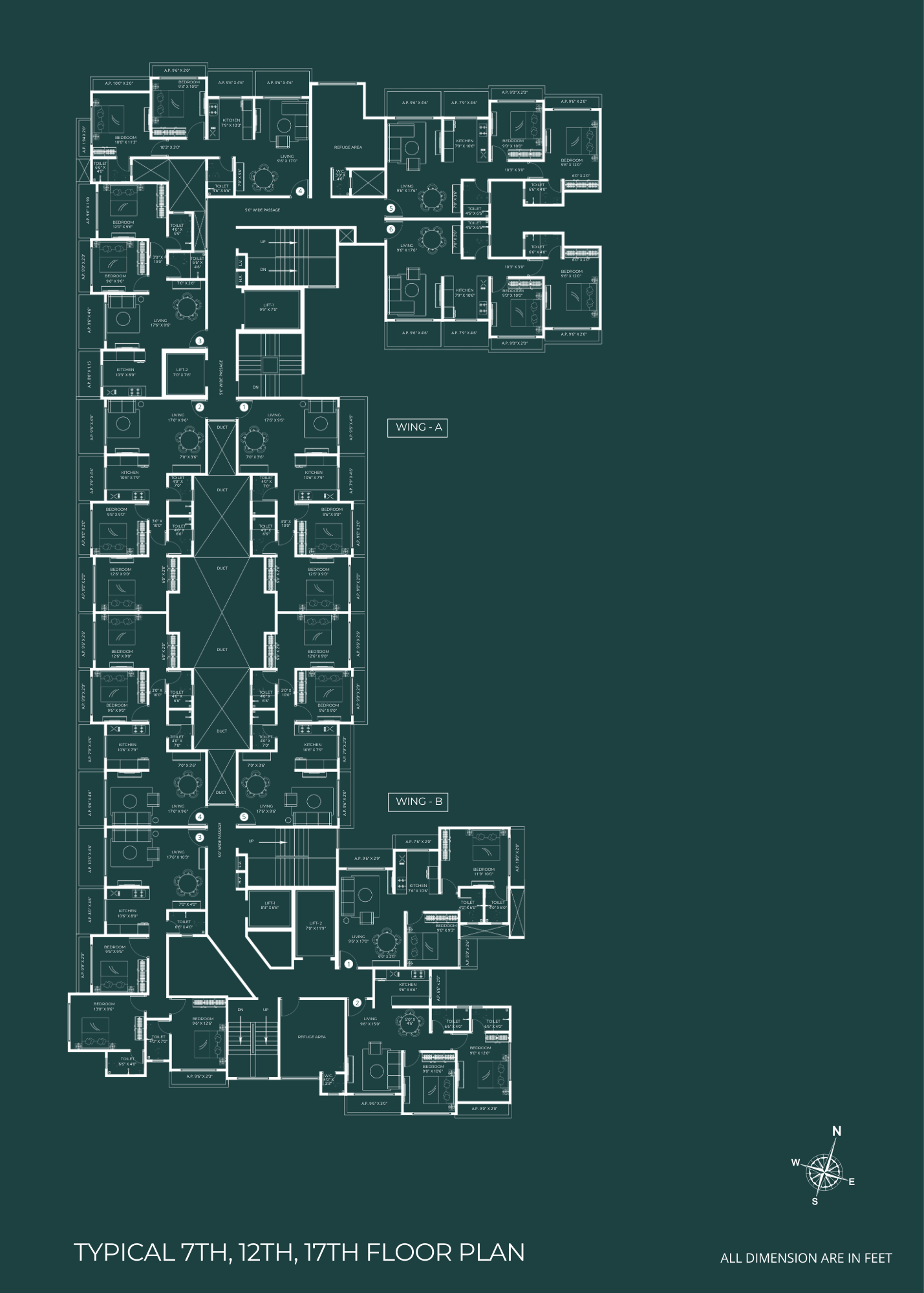 4 BHK floor plan of Nakshatra Prithvi